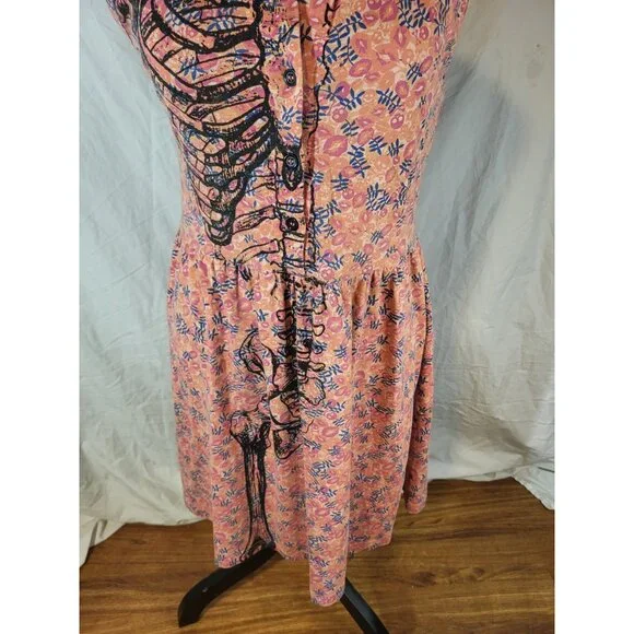 Iron Fist Pink Floral Skeleton Midi Dress - Picture 3 of 6